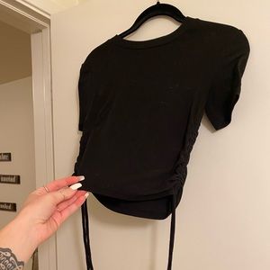 Zara ribbed ruched sides high collar fitted crop top